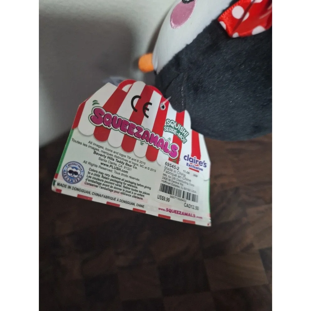 Squeezamals Claire's Exclusive Penguin Plush Mini Bow Antlers Christmas 2019